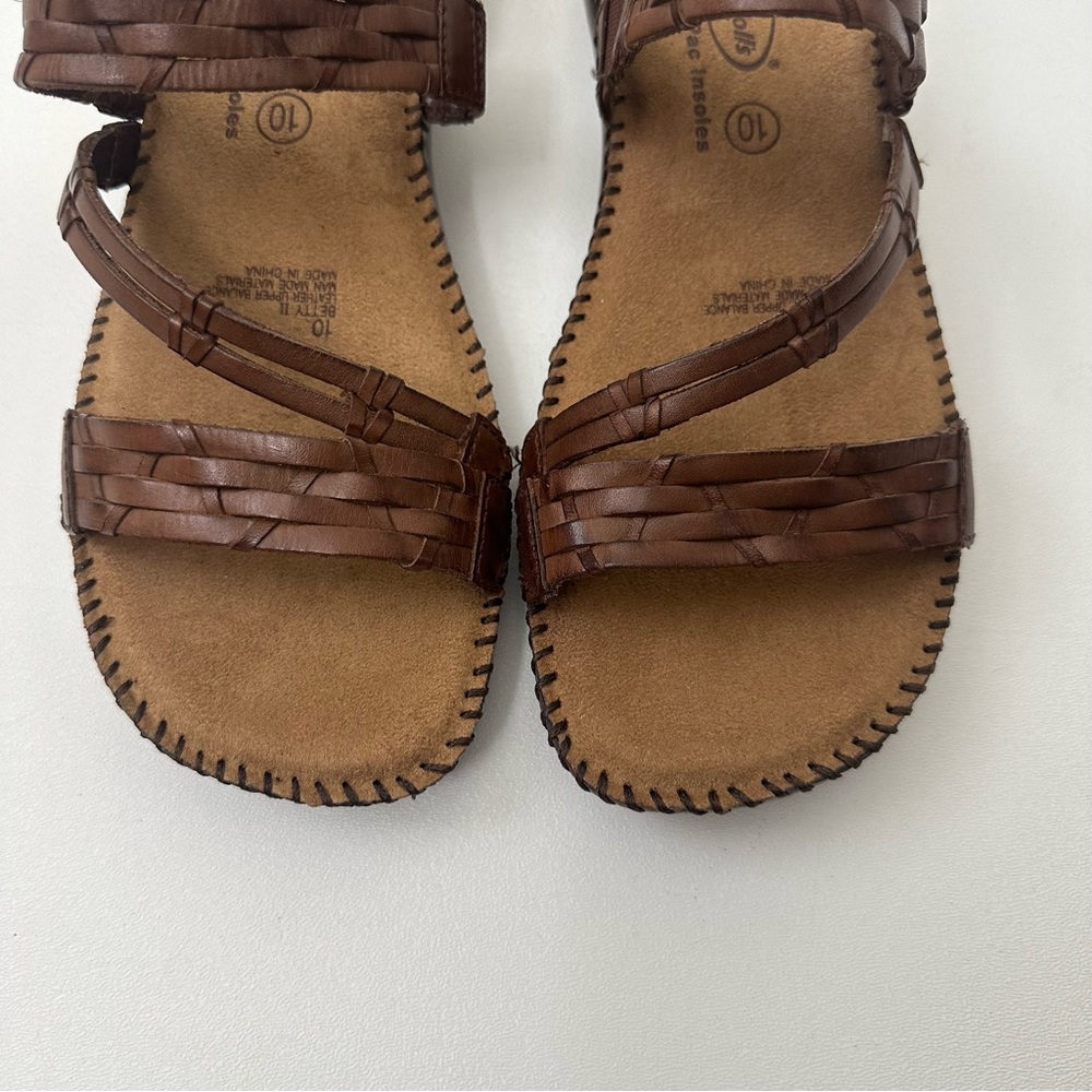 Dr.Scholls Brown Leather Betty ll Sandals Gel Pack Cushioning Womens Size 10 - Picture 2 of 7
